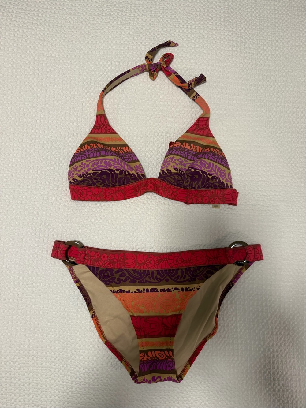 Victoria Secret Women’s Multicolor Halter Bikini Set Red, Purple, Orange L